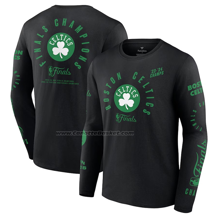 Maglia Manica Lunga Boston Celtics 2024 NBA Finals Champions Drive To The Hoop Nero